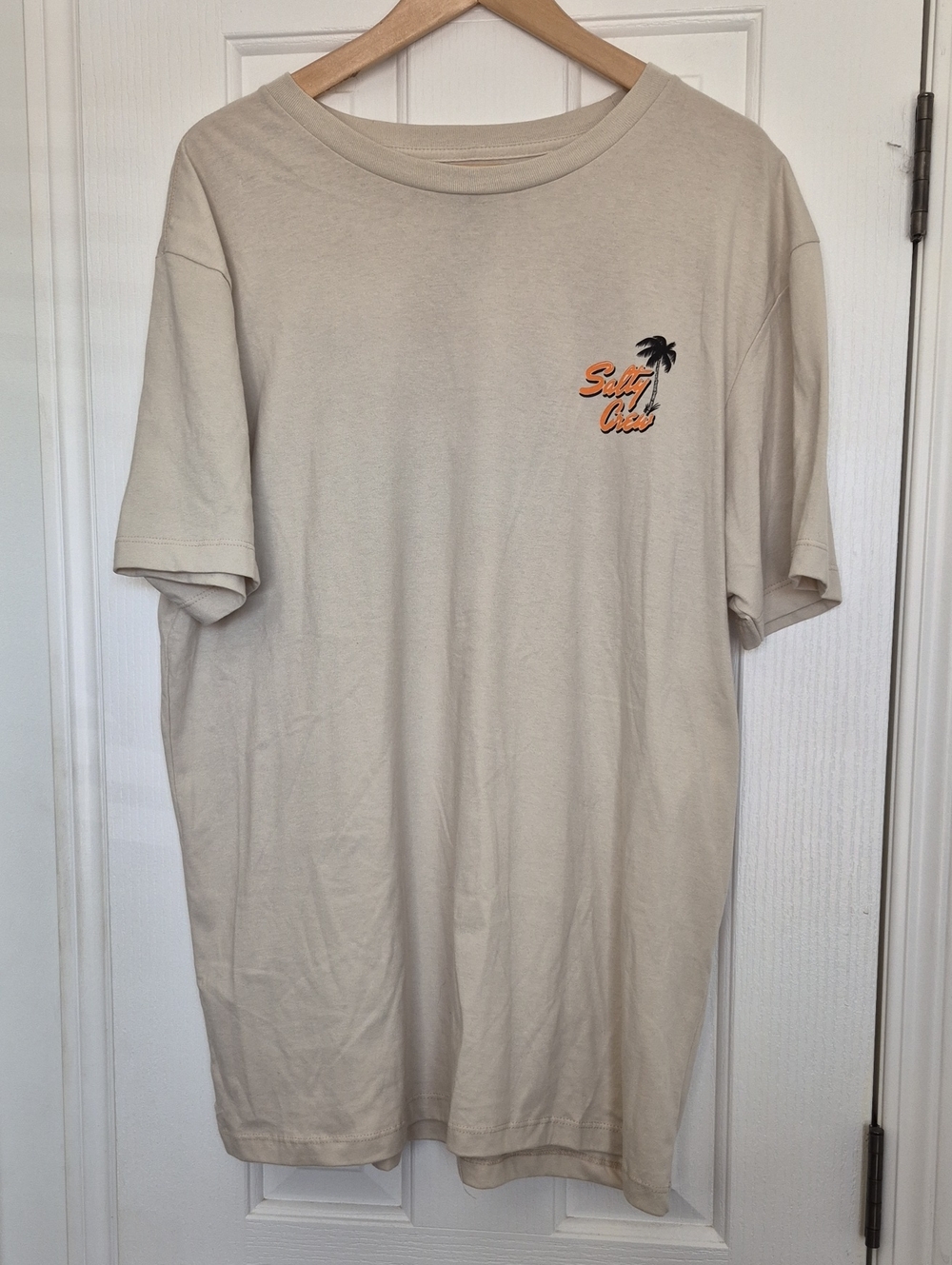 Salty Crew Cream Short-Sleeve Logo Tee with Orange Palm Script